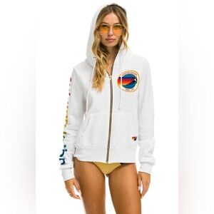 AVIATOR NATION VAIL ZIP HOODIE - WHITE Size XS